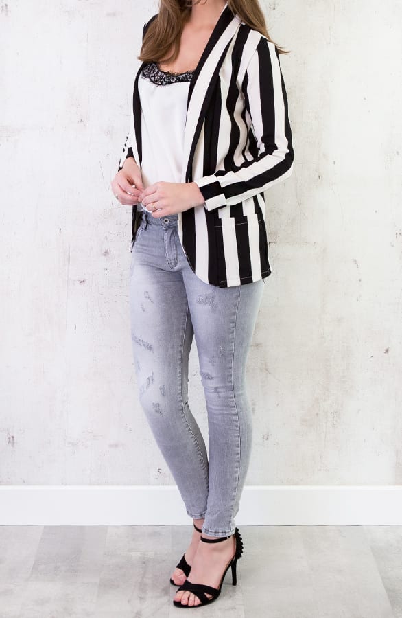 Strepen Blazer Zwart Wit – shoparchief, foto 5