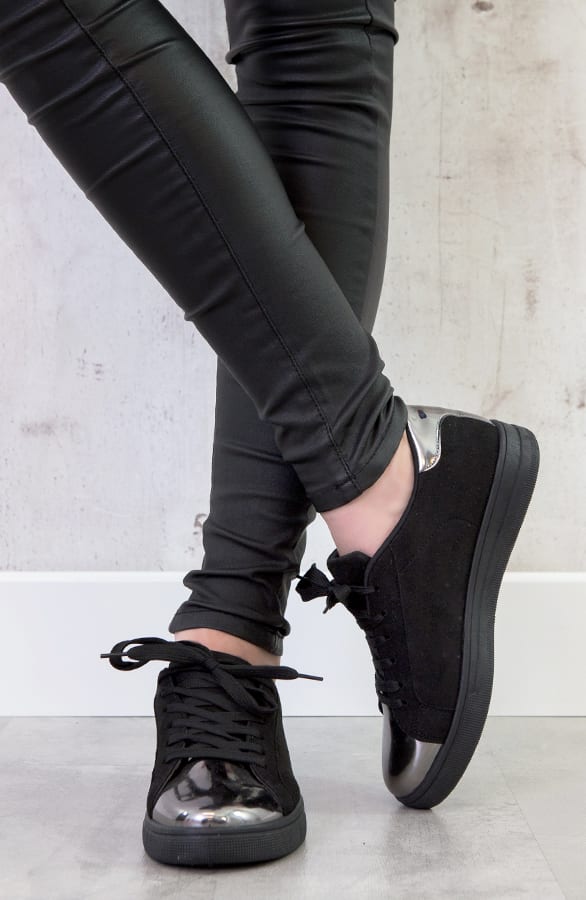Glitter Sneakers Metallic Zwart – shoparchief, foto 1