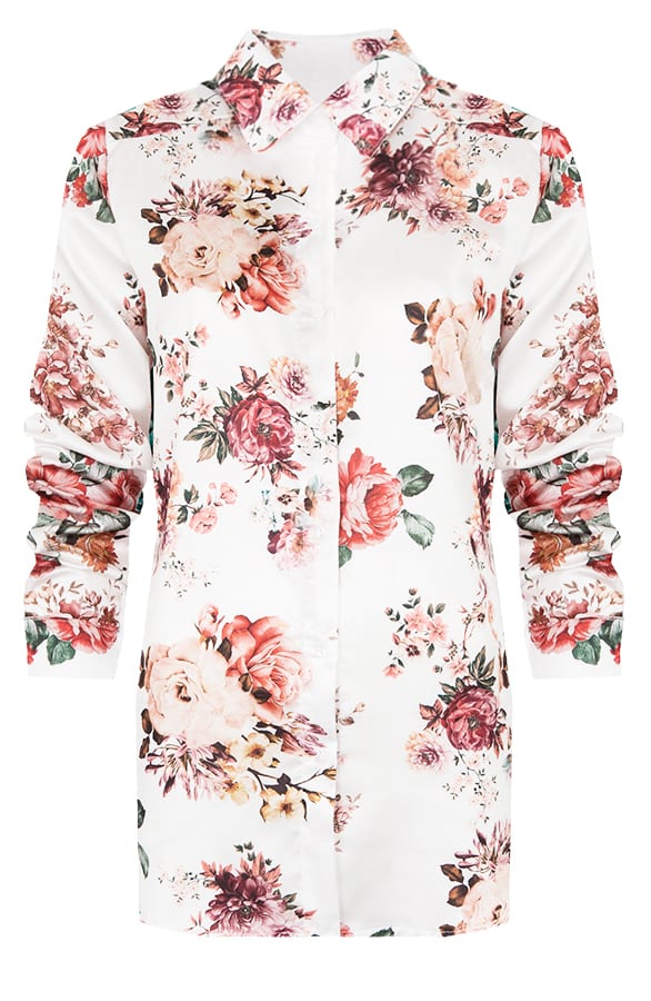 Bloemen Blouse Zijde Wit – shoparchief, foto 1