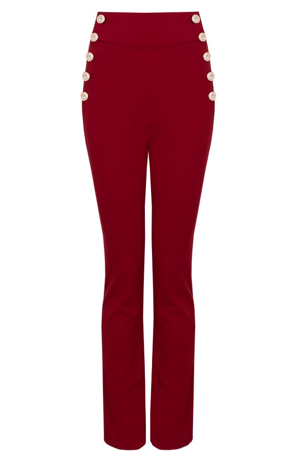 Button Broek High Waisted Rood – shoparchief, foto 1