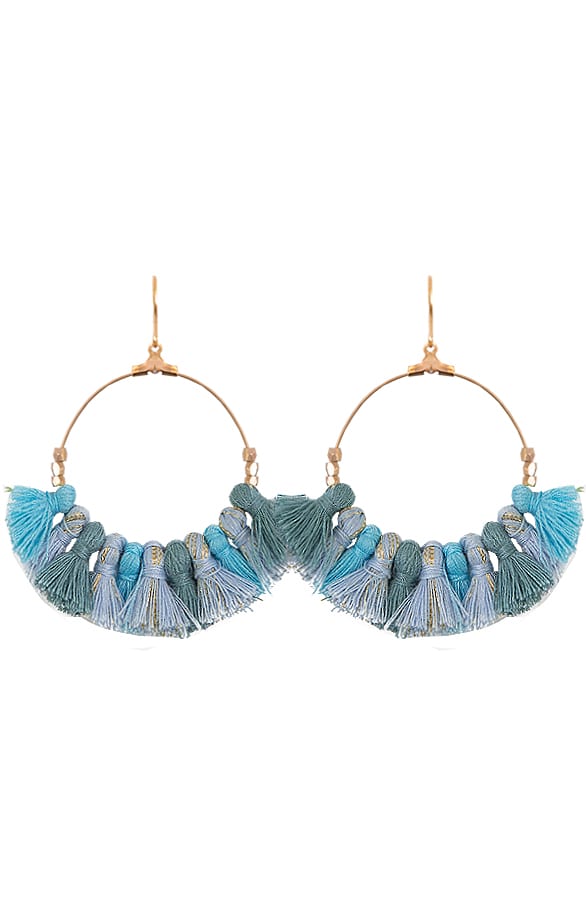 Kwastjes Oorbellen Ibiza Blauw – shoparchief, foto 1