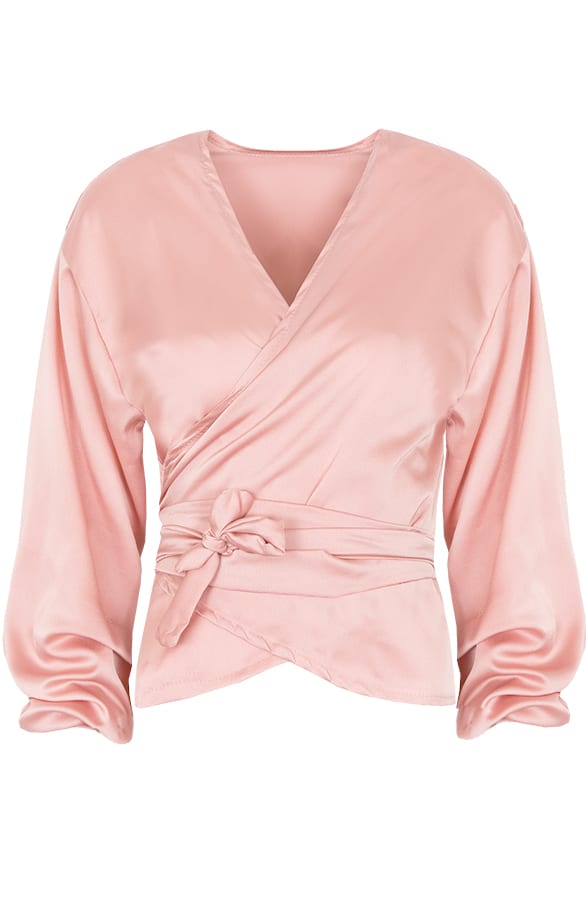 Zijde Overslag Blouse Roze – shoparchief, foto 1