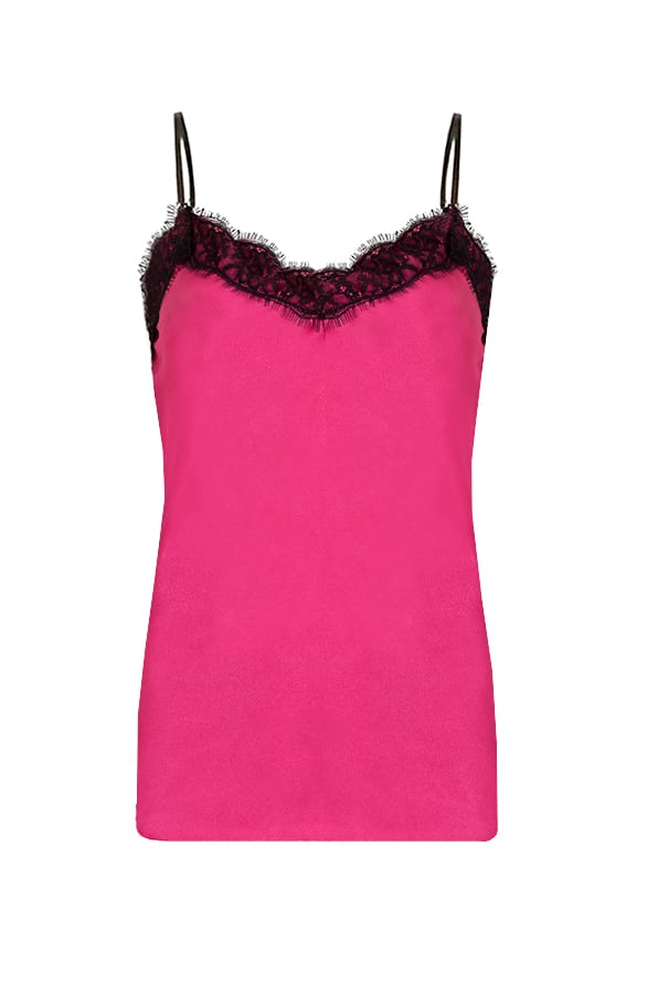 Zijde Top Met Kant Fuchsia – shoparchief, foto 1