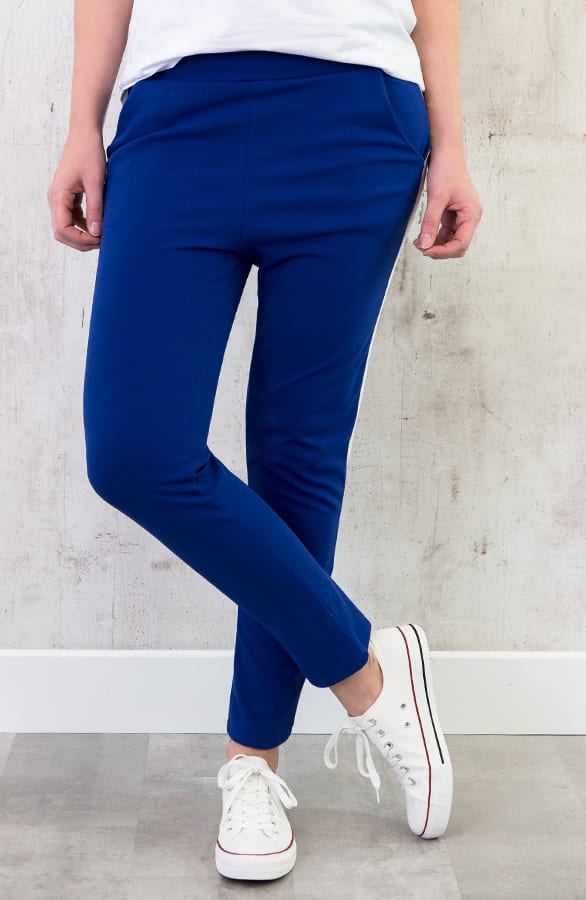 Broek Met Bies Kobalt Wit – shoparchief, foto 4