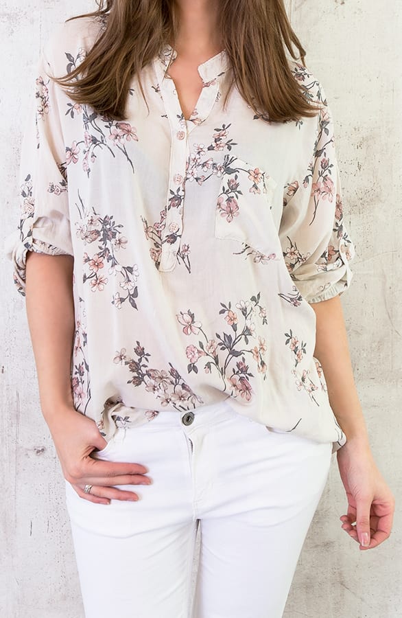 Bloemen Oversized Blouse Beige – shoparchief, foto 1
