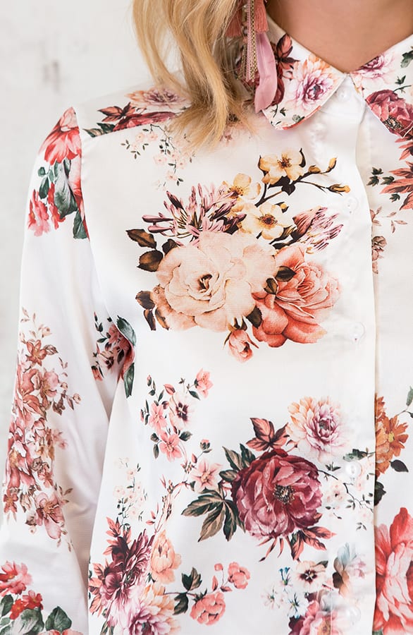 Bloemen Blouse Zijde Wit – shoparchief, foto 5