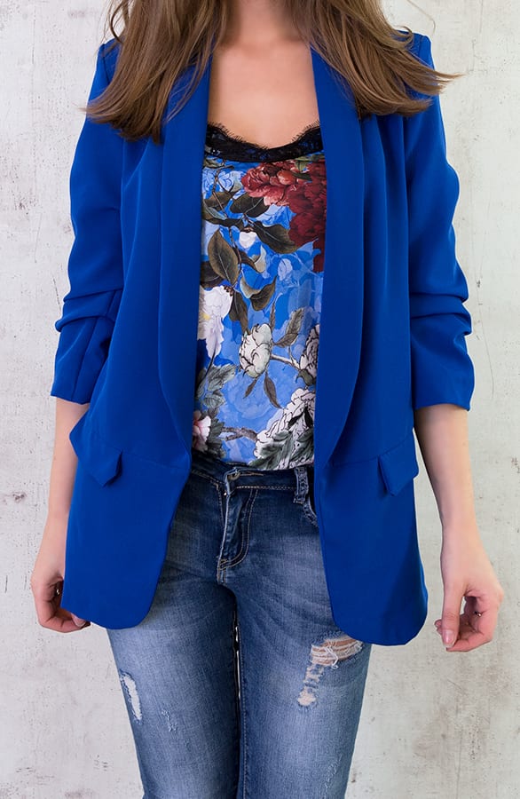 Bloemen Top Met Kant Kobalt – shoparchief, foto 4