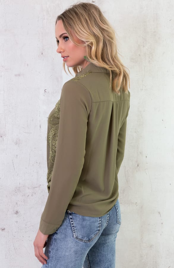 Blouse Met Kant Groen – shoparchief, foto 4