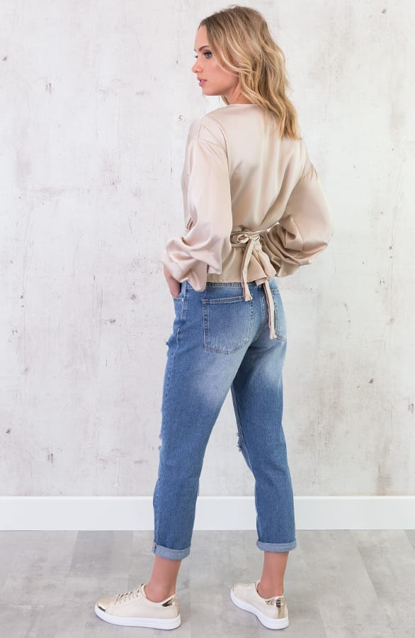 Zijde Overslag Blouse Nude – shoparchief, foto 4
