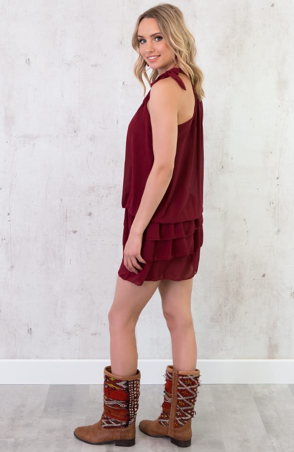 Halter Jurk Bordeaux – shoparchief, foto 4