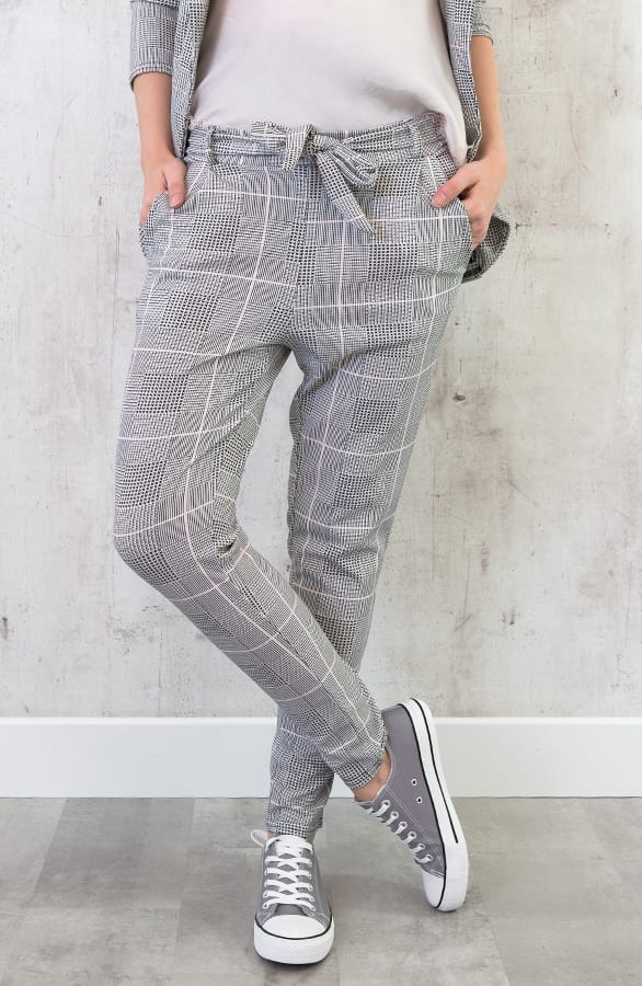 Geblokte Broek Strik Grijs – shoparchief, foto 1