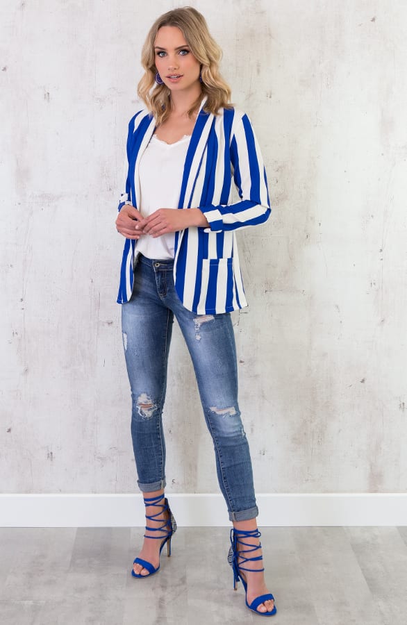 Strepen Blazer Kobalt Wit – shoparchief, foto 2