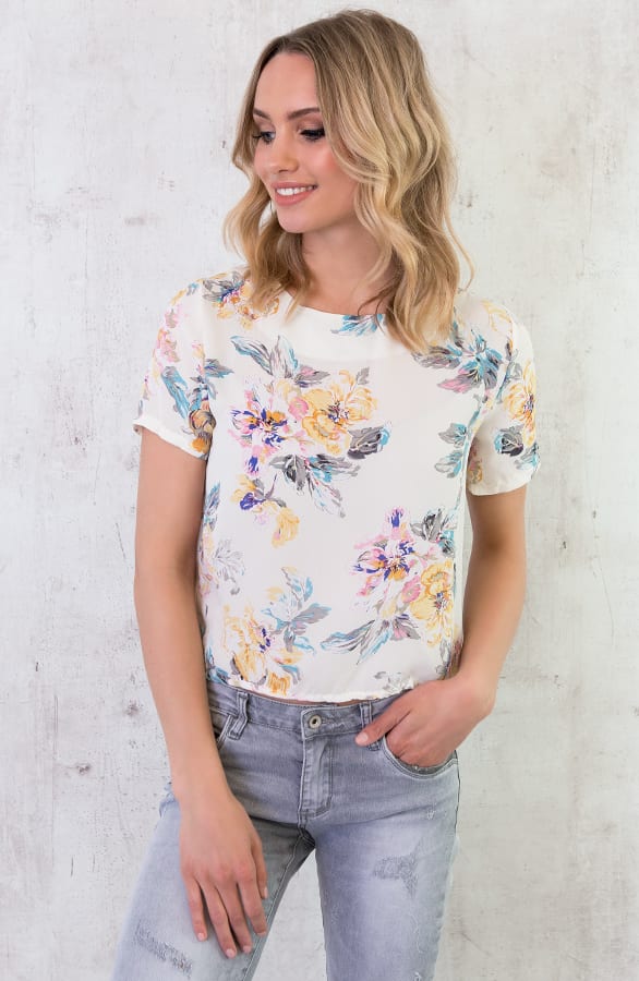 Bloemen Top Knoopjes Offwhite – shoparchief, foto 4