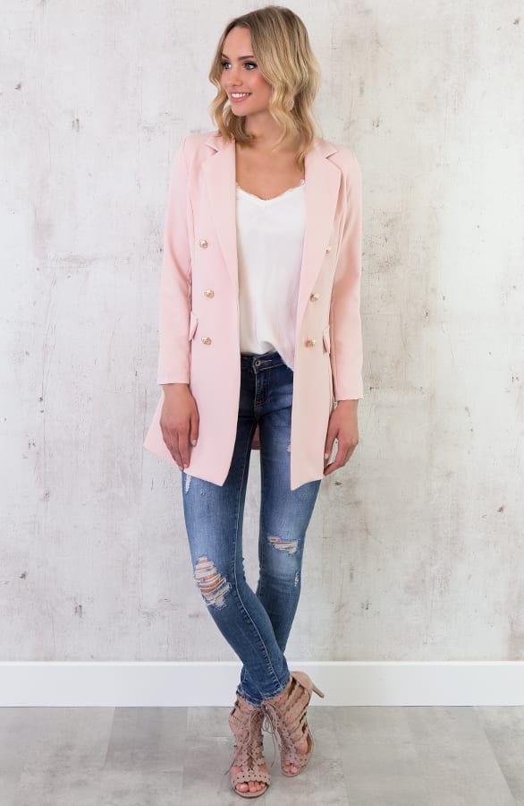 Lange Blazer Button Roze – shoparchief, foto 5