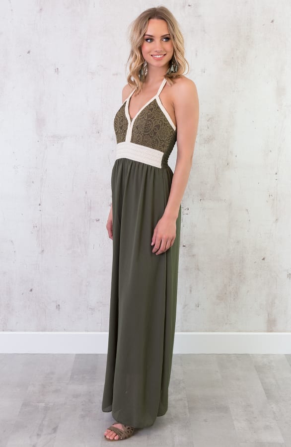 Lange Jurk Met Kant Groen – shoparchief, foto 4