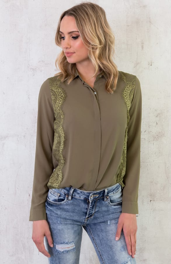 Blouse Met Kant Groen – shoparchief, foto 3