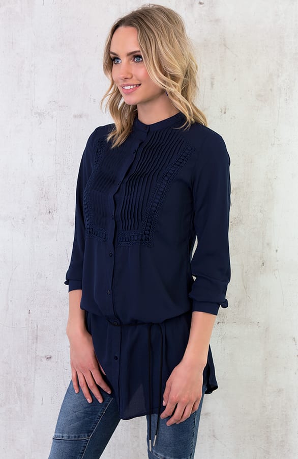 Blouse Lang Marineblauw – shoparchief, foto 5