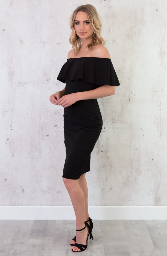 Off Shoulder Jurk Zwart – shoparchief, foto 3