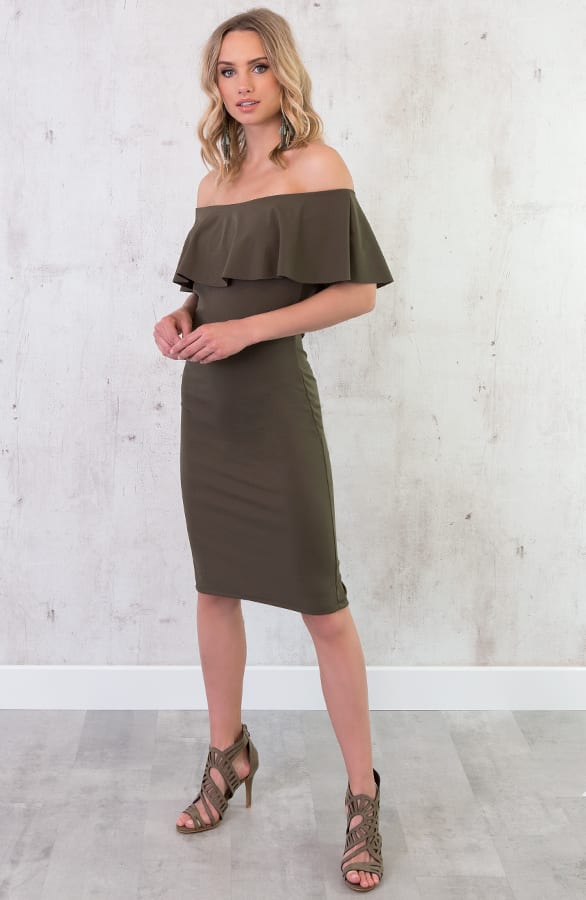 Off Shoulder Jurk Groen – shoparchief, foto 2