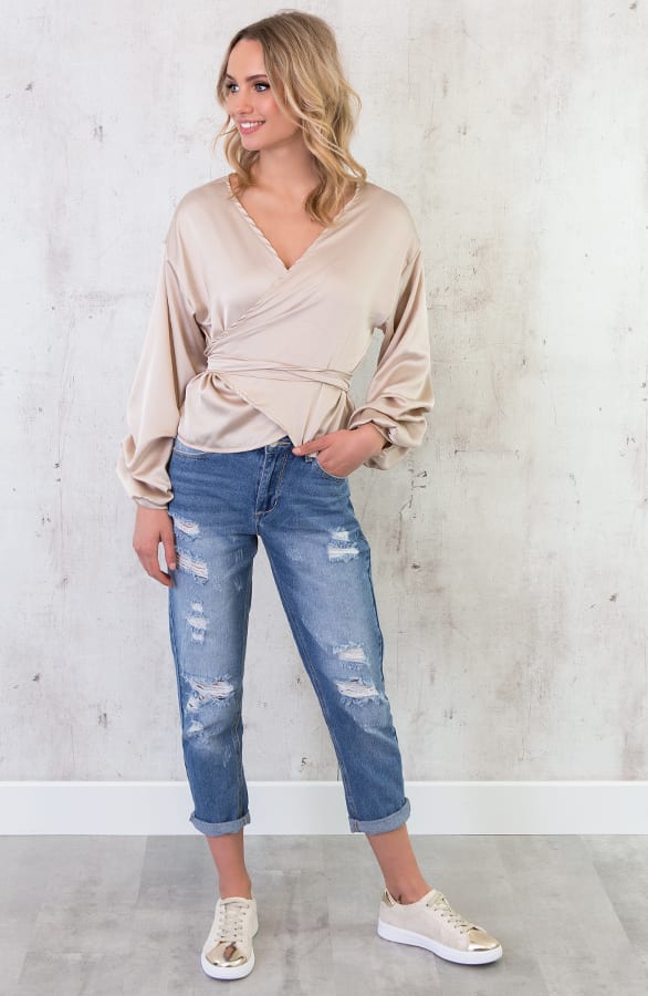 Zijde Overslag Blouse Nude – shoparchief, foto 5