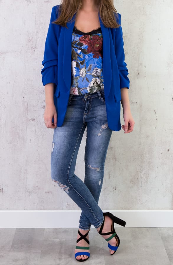 Bloemen Top Met Kant Kobalt – shoparchief, foto 5