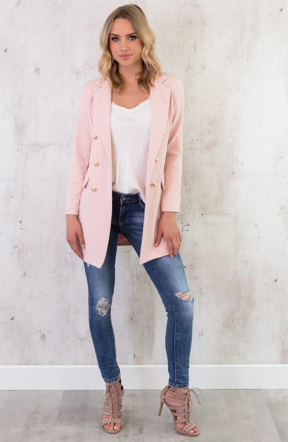 Lange Blazer Button Roze – shoparchief, foto 3