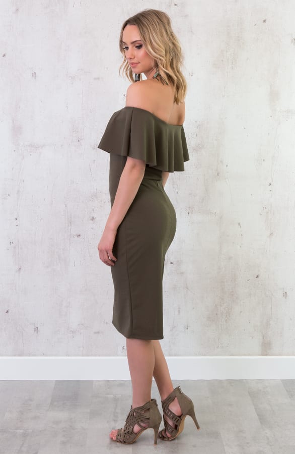 Off Shoulder Jurk Groen – shoparchief, foto 3