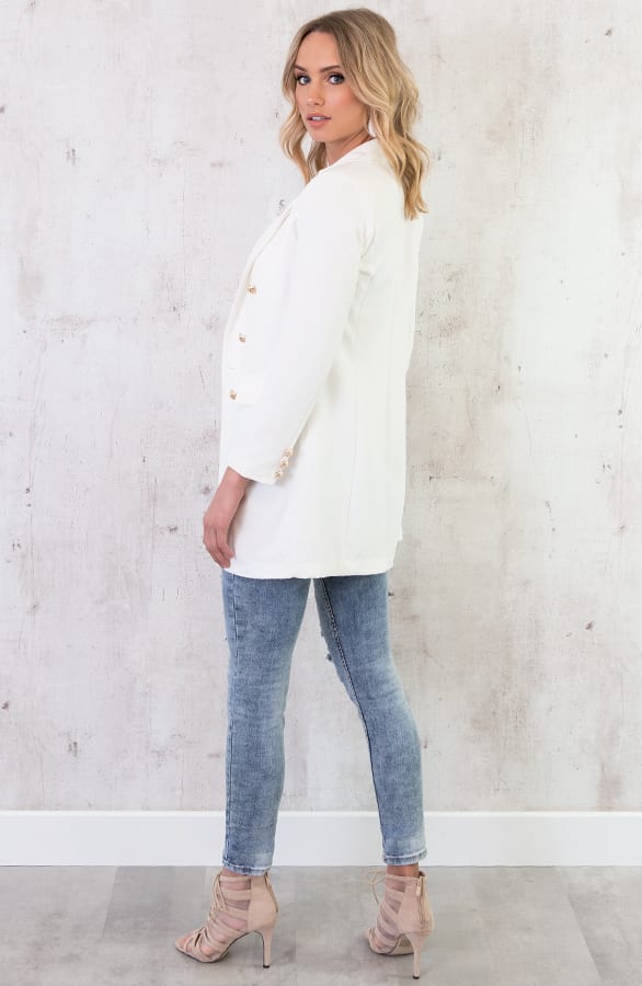 Lange Blazer Button Wit – shoparchief, foto 5