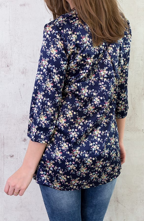 Strik Blouse Bloemen Marine – shoparchief, foto 3