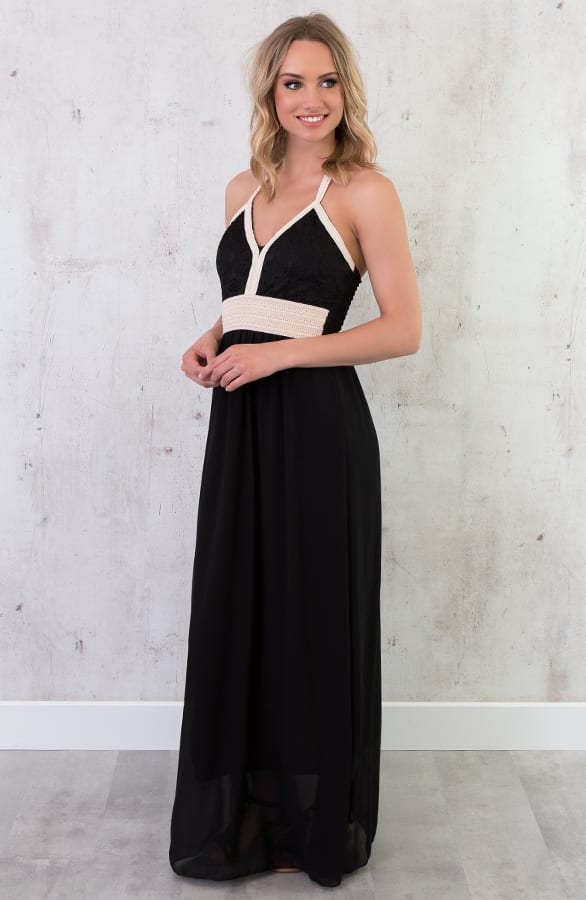 Lange Jurk Met Kant Zwart – shoparchief, foto 3