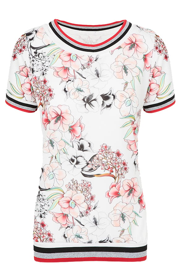 Bloemen Top Met Bies Wit – shoparchief, foto 1