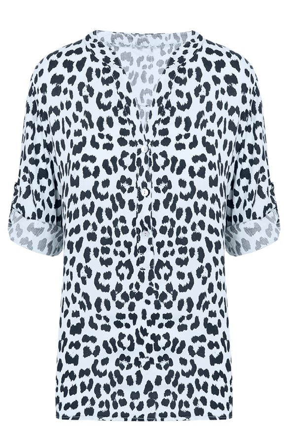 Blouse Met Panterprint Blauw – shoparchief, foto 1