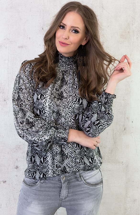 Slangenprint Col Blouse – shoparchief, foto 5