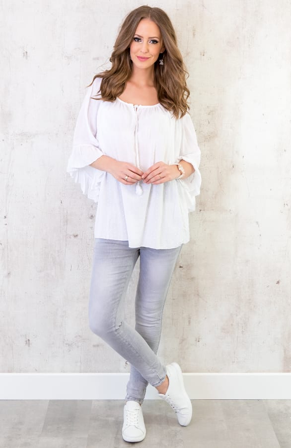 Oversized Stippen Tuniek Wit – shoparchief, foto 7