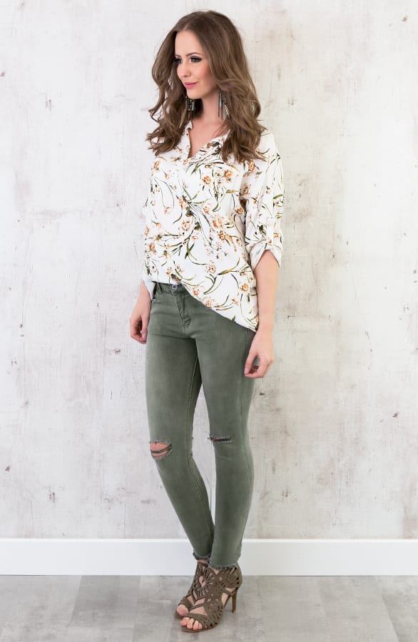 Bloemen V Blouse Creme – shoparchief, foto 5