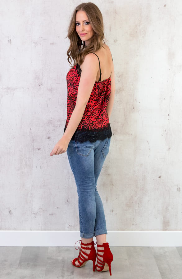 Leopard Kanten Top Rood – shoparchief, foto 5