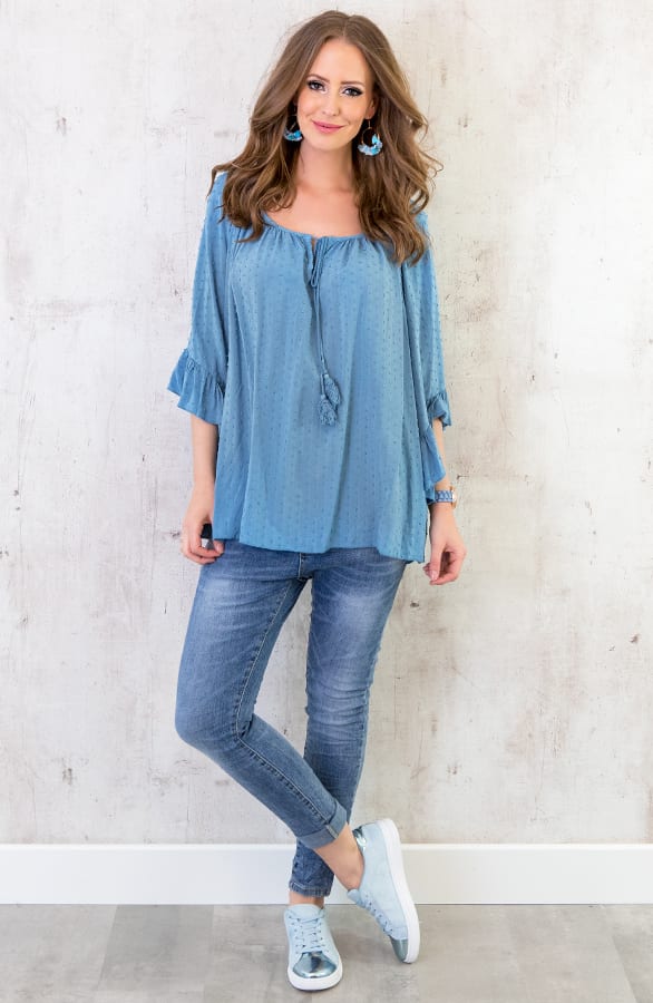 Oversized Stippen Tuniek Blauw – shoparchief, foto 4