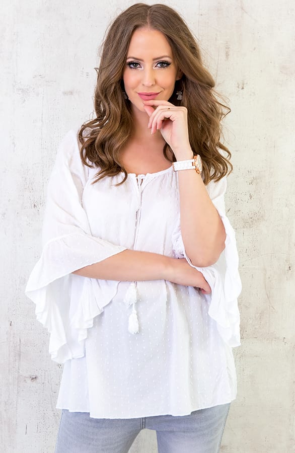 Oversized Stippen Tuniek Wit – shoparchief, foto 1