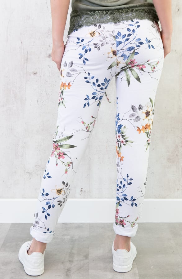Bloemen Jogging Broek Wit – shoparchief, foto 4