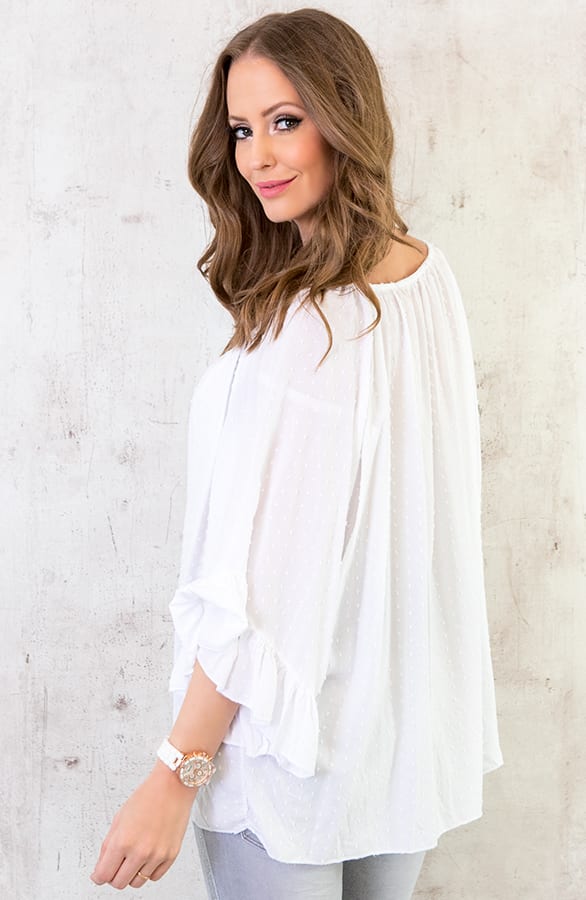 Oversized Stippen Tuniek Wit – shoparchief, foto 4