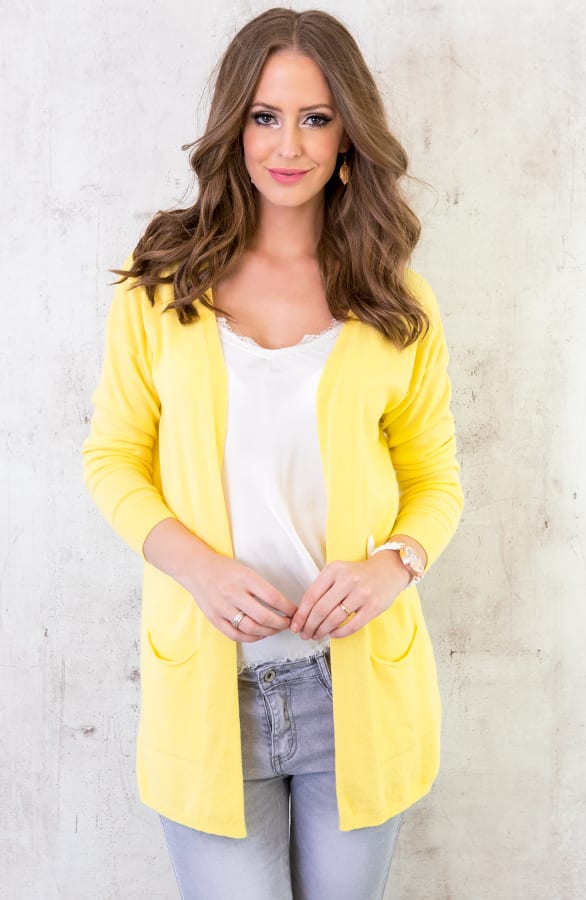 Comfy Soft Cardigan Geel – shoparchief, foto 4