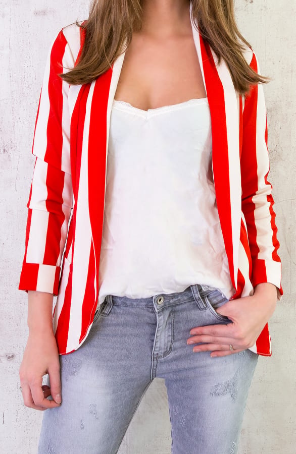 Strepen Blazer Rood Wit – shoparchief, foto 2