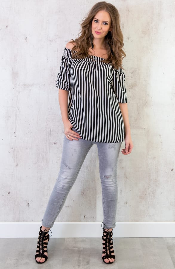Gestreepte Tuniek Wit Zwart – shoparchief, foto 2