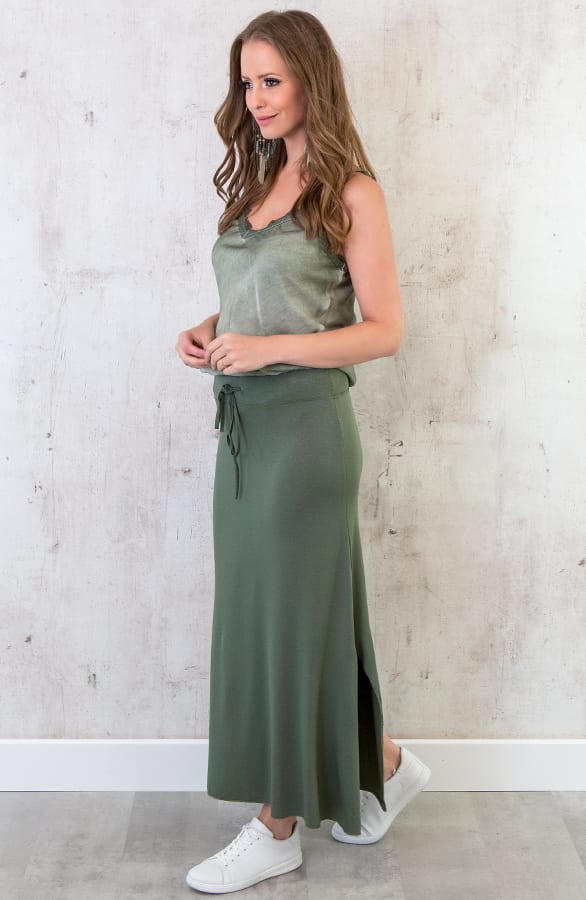 Jersey Split Rok Legergroen – shoparchief, foto 3