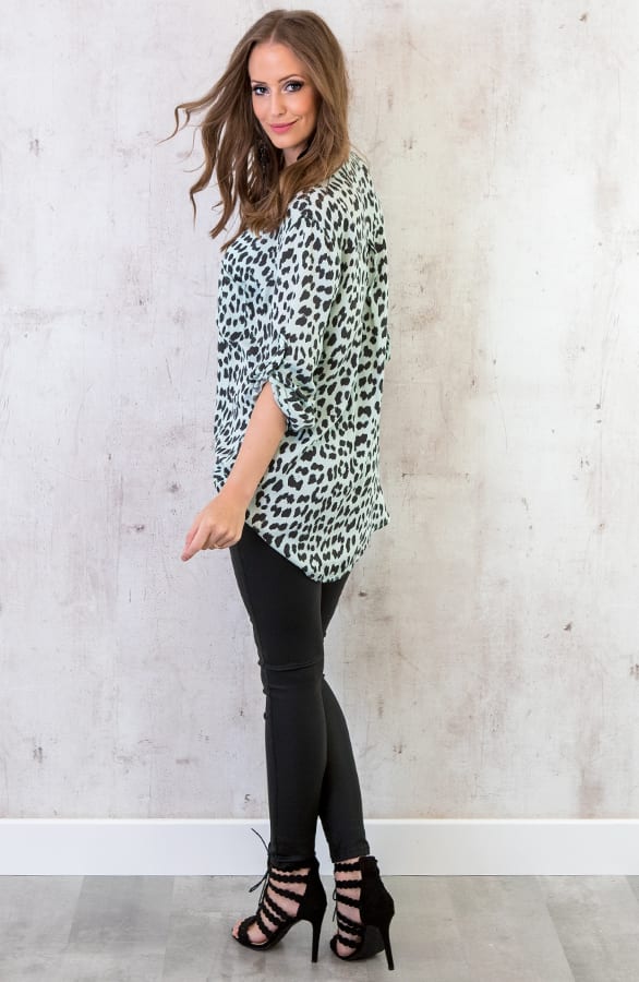 Blouse Met Panterprint Mint – shoparchief, foto 3