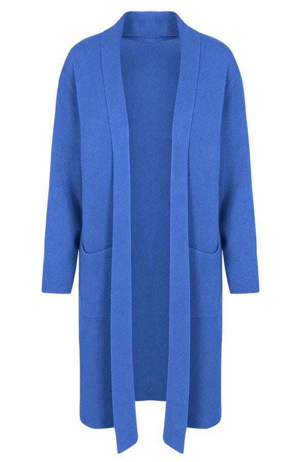 Maxi Vest Gebreid Jeansblauw – shoparchief, foto 1