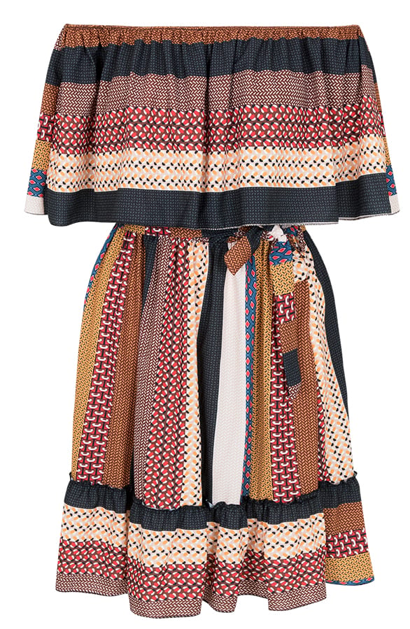 Noa Patchwork Jurk Cognac – shoparchief, foto 1