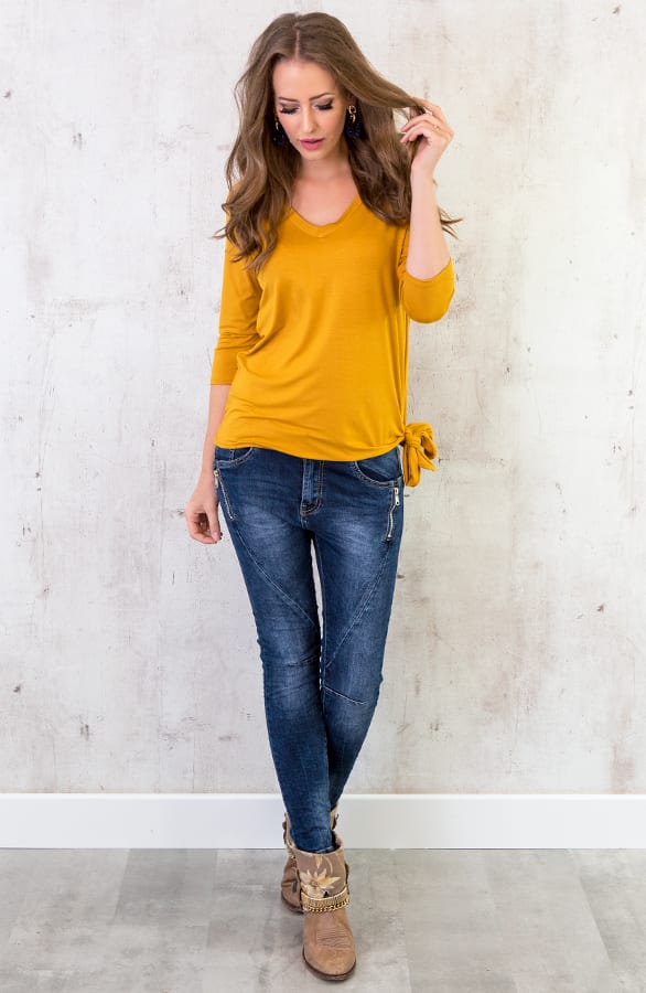 Basic Strik Shirt Okergeel – shoparchief, foto 6