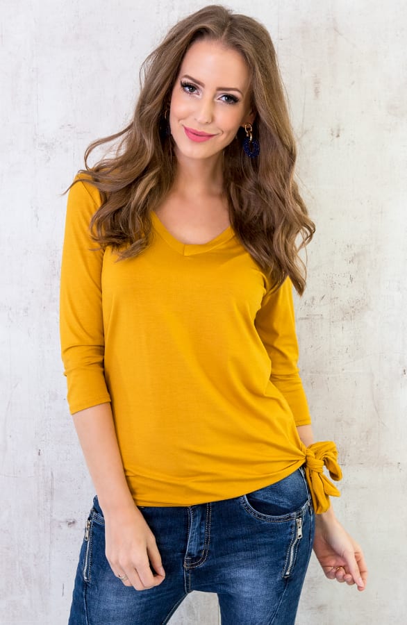 Basic Strik Shirt Okergeel – shoparchief, foto 2