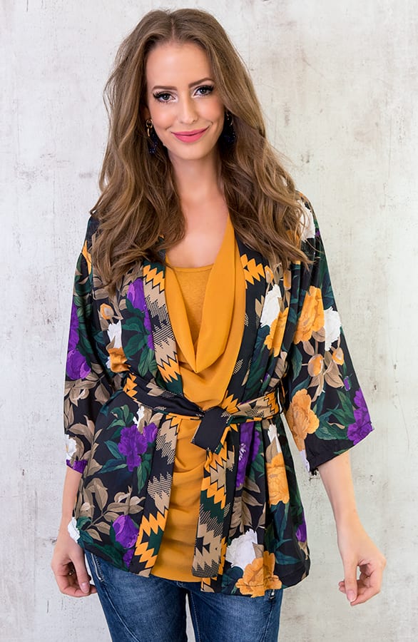 Kimono Bloemen Zwart – shoparchief, foto 2